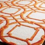 Vibrant Orange White Lattice Modern Rug 80