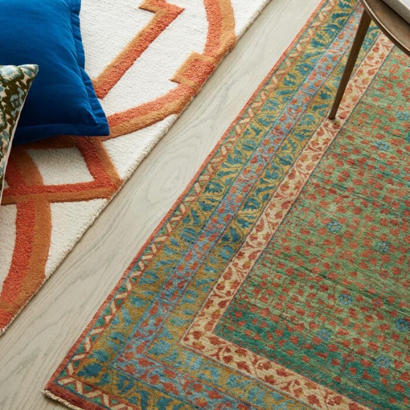 Vibrant Orange White Lattice Modern Rug 80
