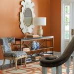 Vibrant Orange White Lattice Modern Rug 80