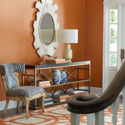 Vibrant Orange White Lattice Modern Rug 80