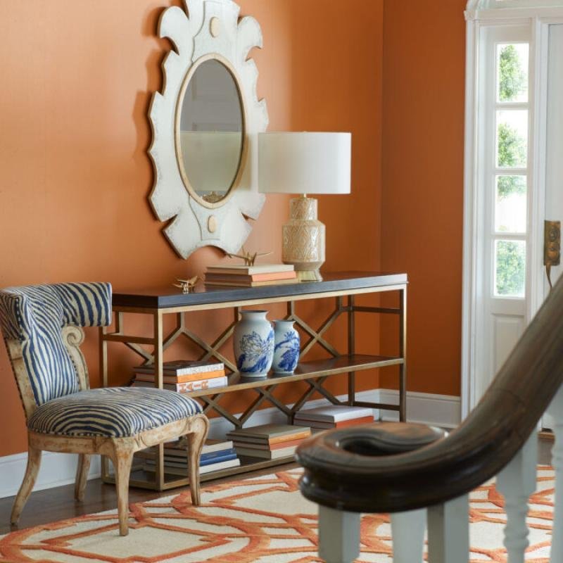 Vibrant Orange White Lattice Modern Rug 80